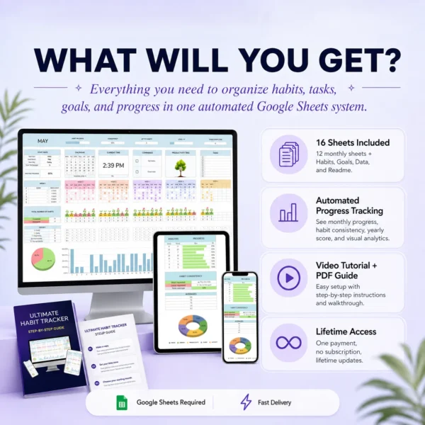 What’s Included in Ultimate Habit Tracker Ultimate Habit Tracker features and included files