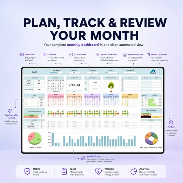 Monthly Habit Tracking Dashboard Ultimate Habit Tracker monthly dashboard preview